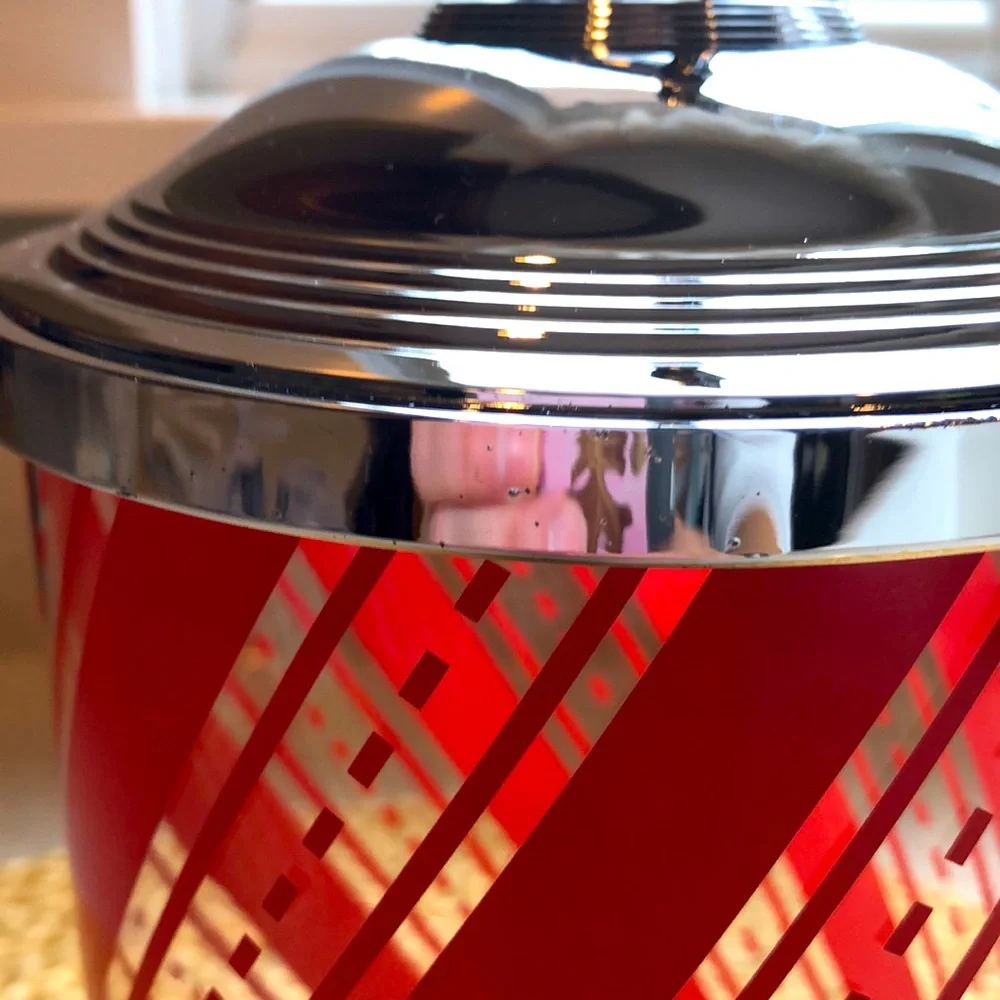 Williams Sonoma Candy Cane Striped Collectable Glass Canister w/ Dalmatian Lid